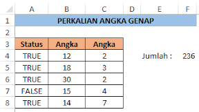 Perkalian Angka Hanya Pada Bilangan Genap Dengan Rumus Excel